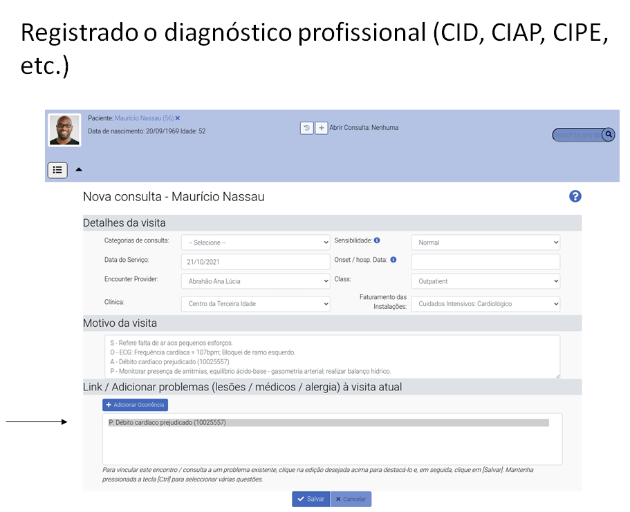 registro do diagnóstico